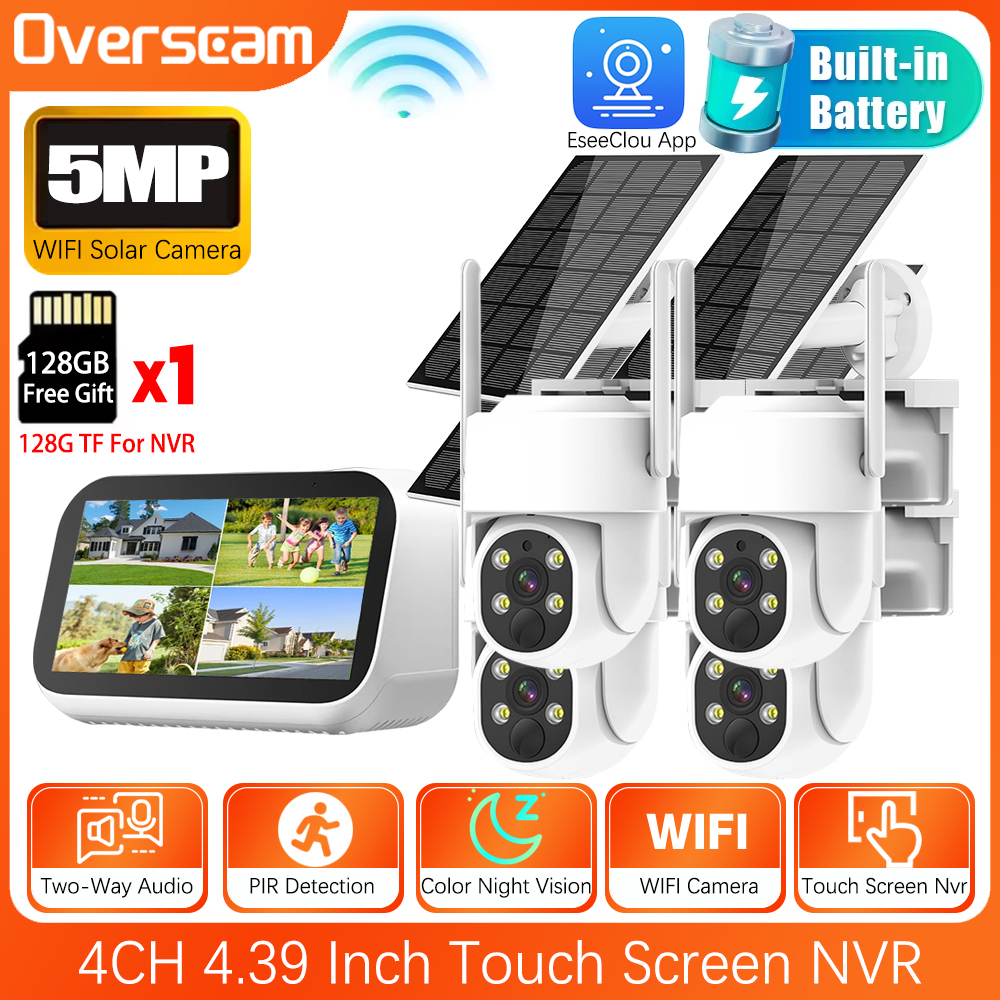 Camera Solar Wireless - Mini 4CH 4.39 Inch NVR 5MP