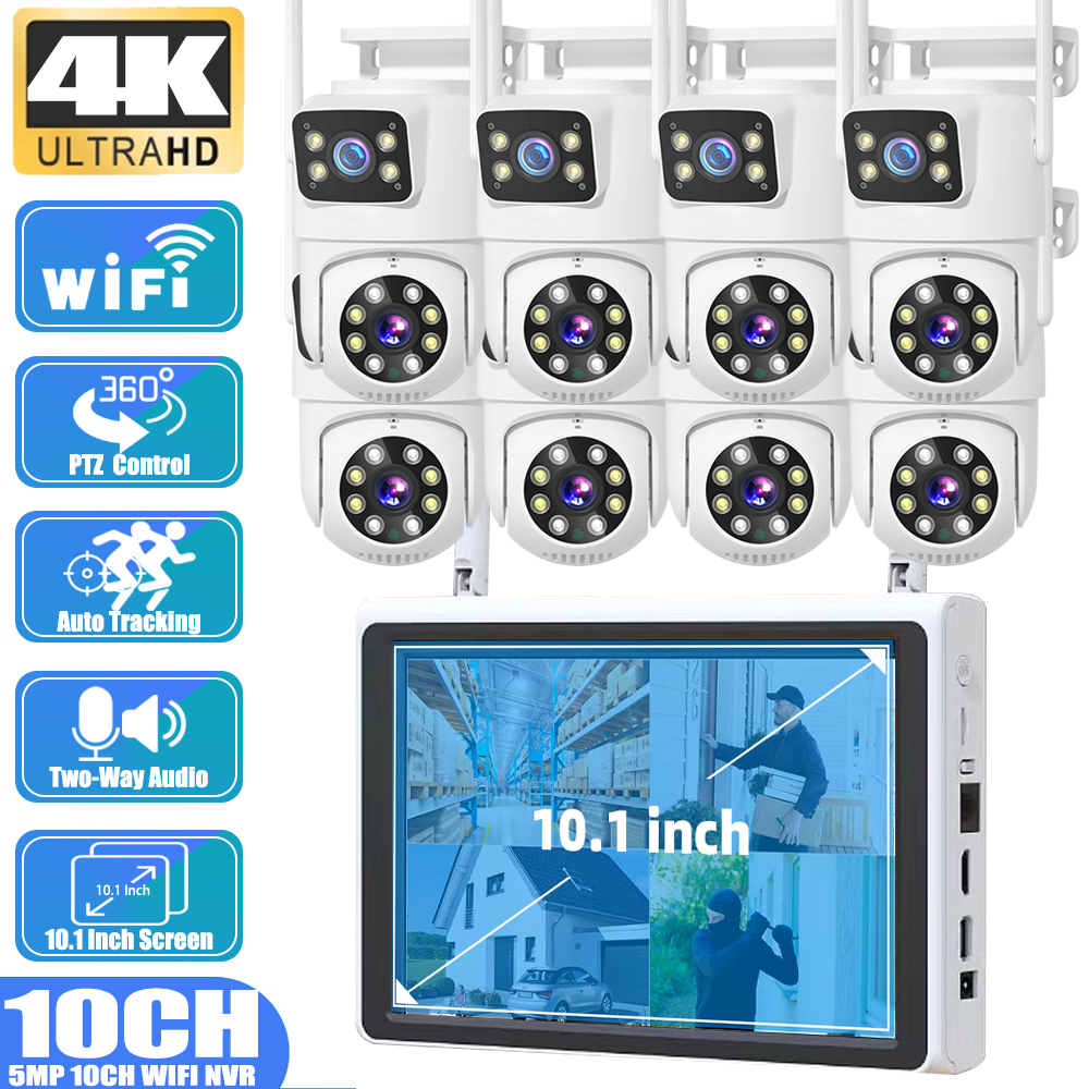 Home Security And Cameras - 10 Channel CCTV Security 4K Dual