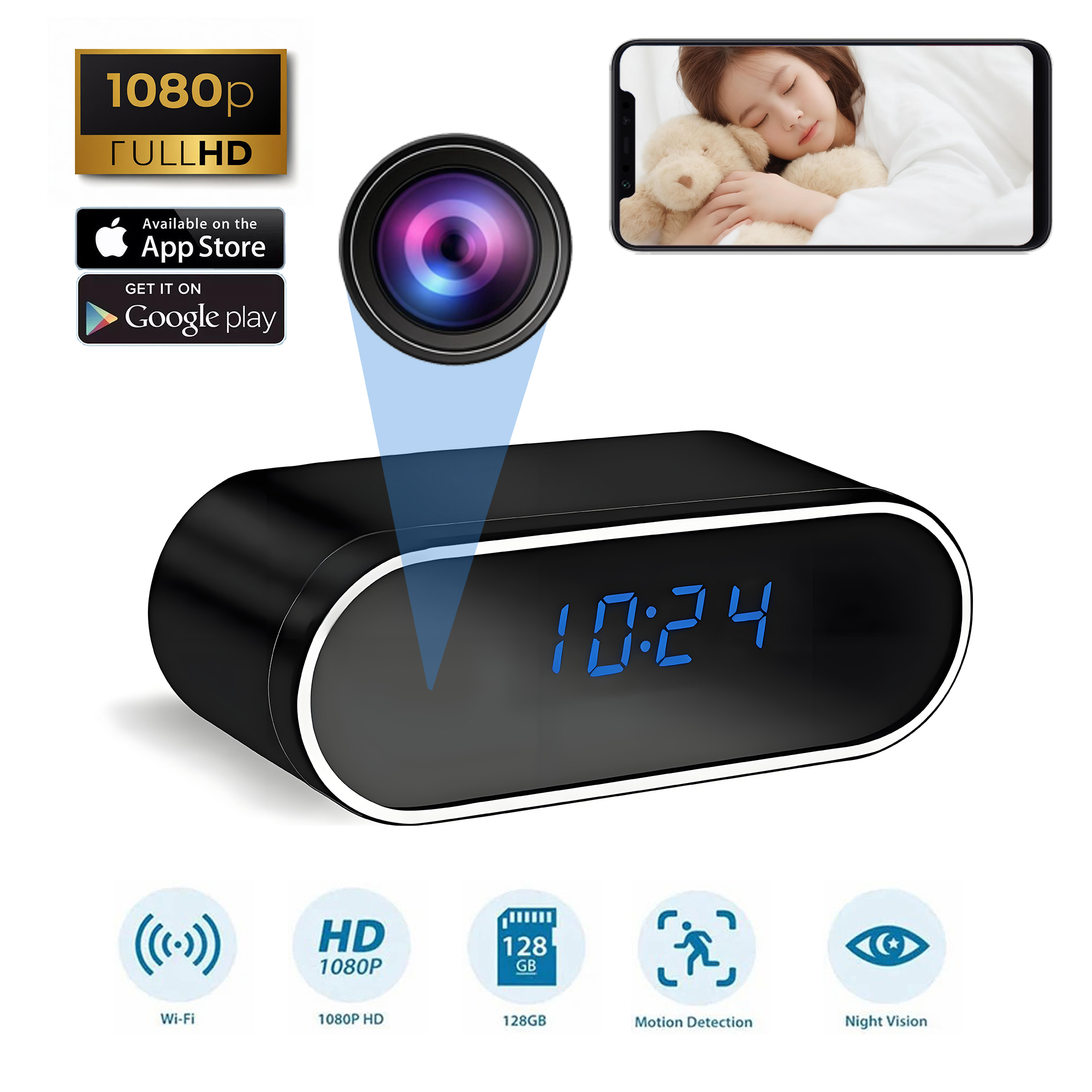WIFI Mini Clock Camera HD 1080 – обзор и цена Hidden Camera Clock