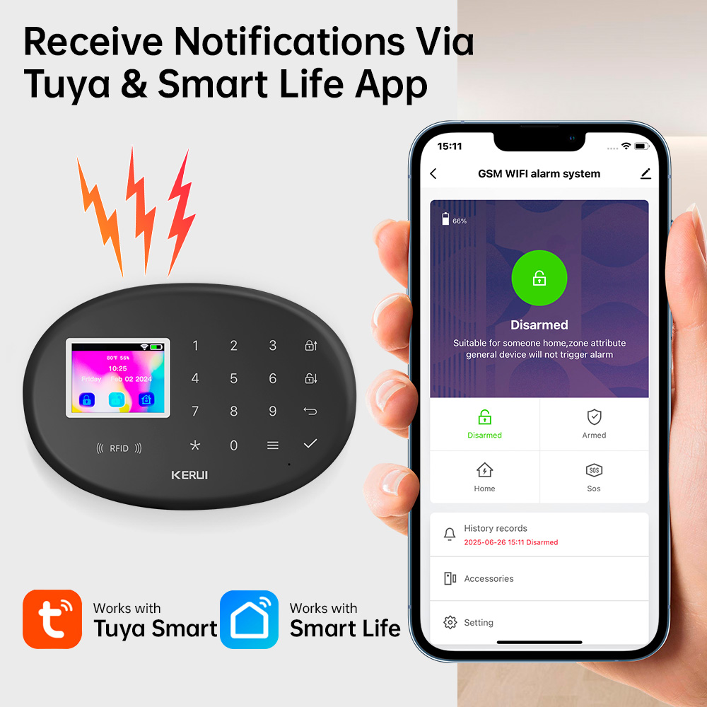 KERUI Alarm Security System W2 – обзор и цена Home Zone Security App